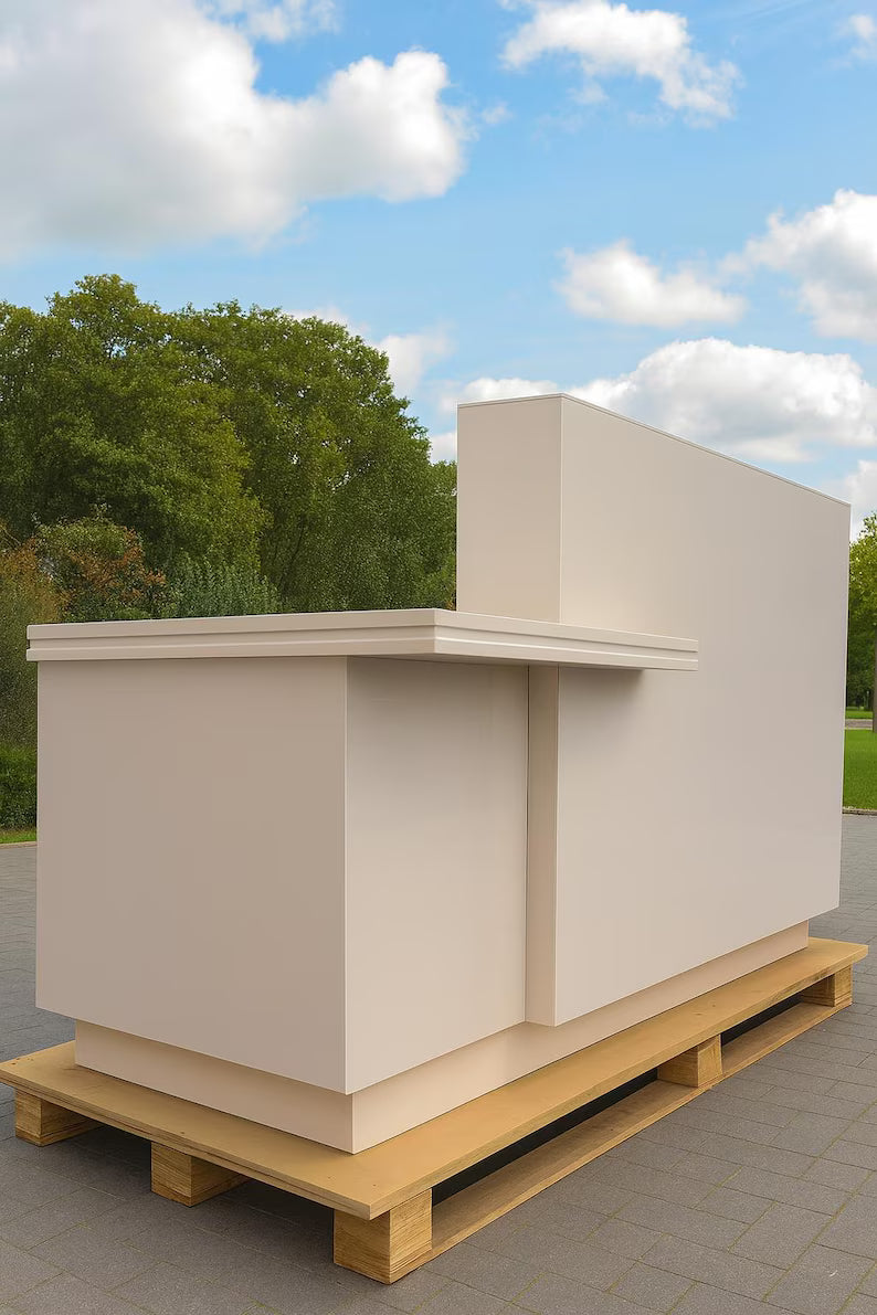 ZheeModern Gloss White Reception Desk