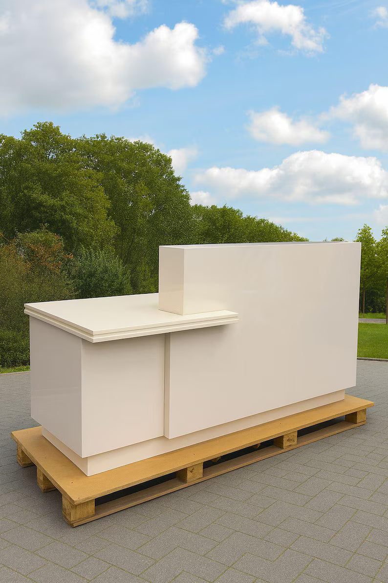 ZheeModern Gloss White Reception Desk