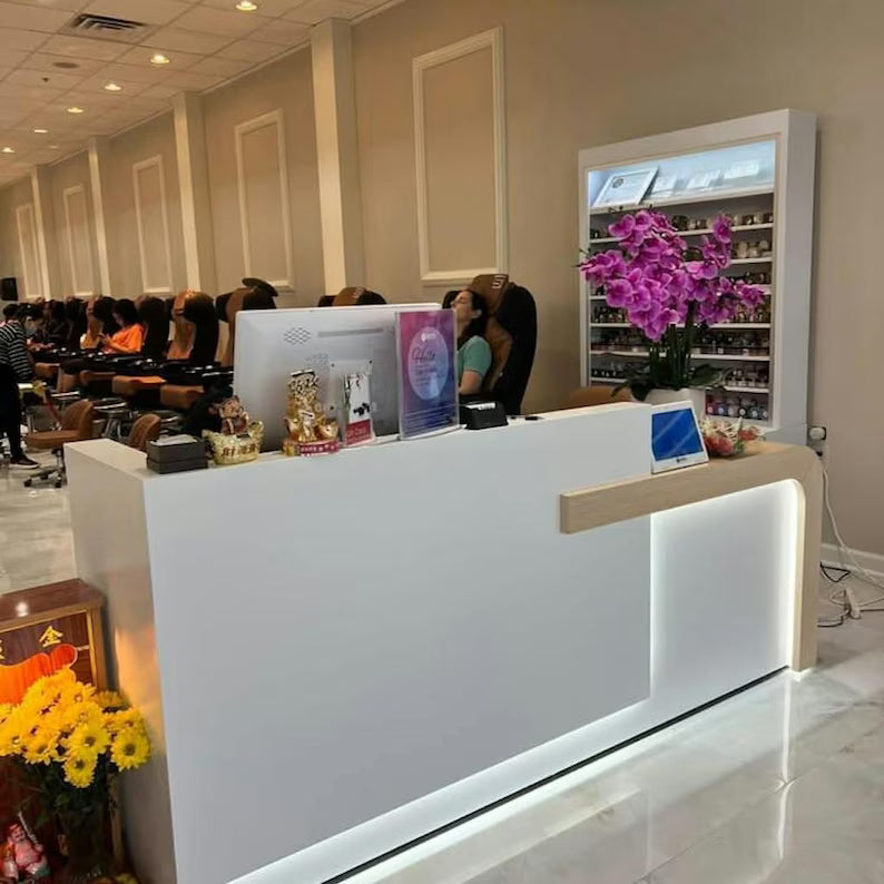 Custom Reception Desk – Modern Office Furniture with LED Lighting