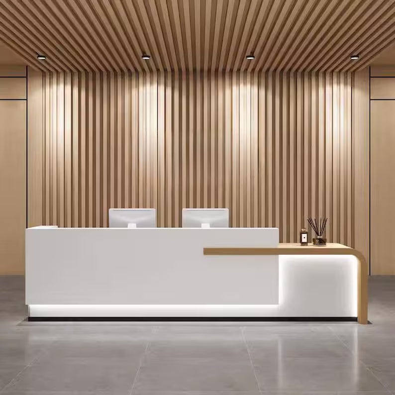 Custom Reception Desk – Modern Office Furniture with LED Lighting