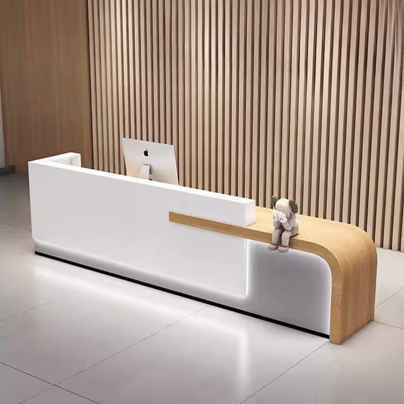 Custom Reception Desk – Modern Office Furniture with LED Lighting