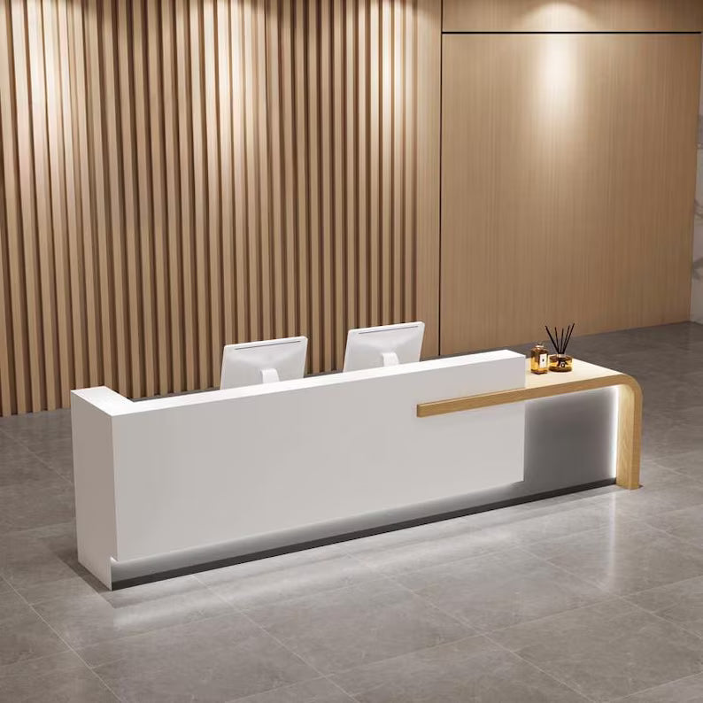 Custom Reception Desk – Modern Office Furniture with LED Lighting