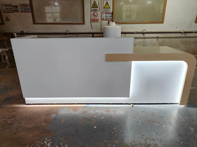 Custom Reception Desk – Modern Office Furniture with LED Lighting