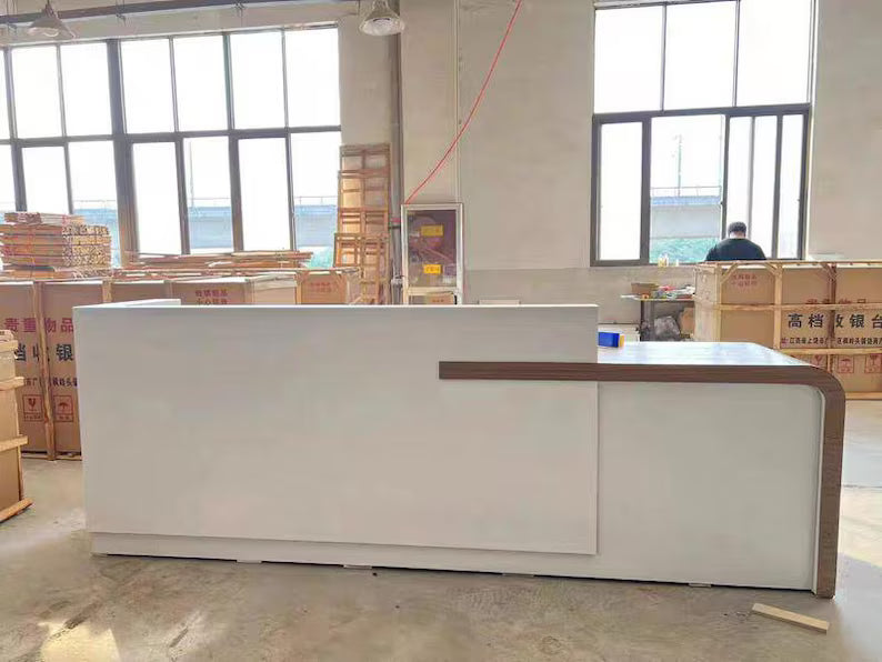 Custom Reception Desk – Modern Office Furniture with LED Lighting
