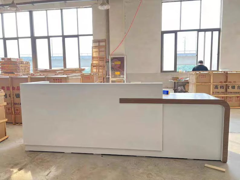 Custom Reception Desk – Modern Office Furniture with LED Lighting